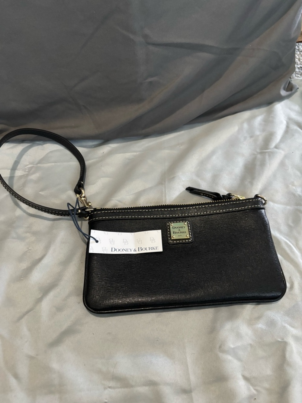 Dooney & Bourke Black Leather Wristlet Clutch with Gold Hardware - Picture 2 of 7